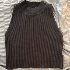 House of Harlow 1960 Sleeveless Black Ribbed Knit Top